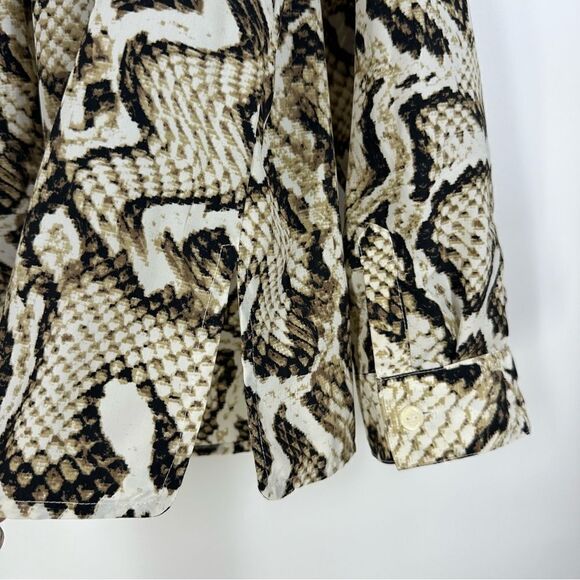 JM Collection Neutral Snakeprint Button Front Blouse Top Sz 14P - Picture 4 of 9